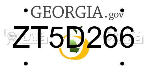 ZT5D266 Georgia License Plate