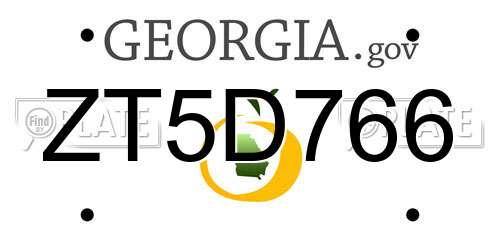 ZT5D766 Georgia License Plate