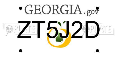 ZT5J2D Georgia License Plate