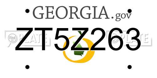 ZT5Z263 Georgia License Plate