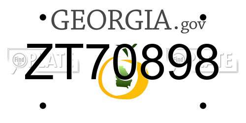 ZT70898 Georgia License Plate