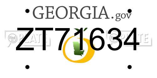 ZT71634 Georgia License Plate