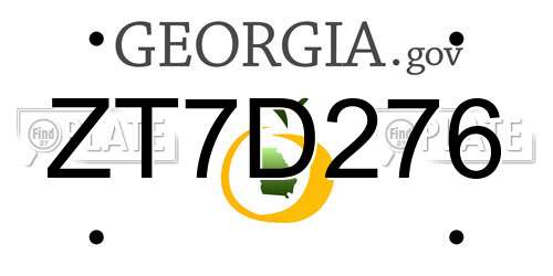 ZT7D276 Georgia License Plate