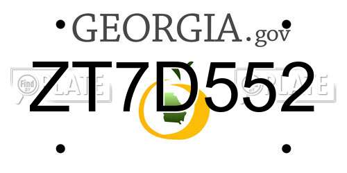 ZT7D552 Georgia License Plate