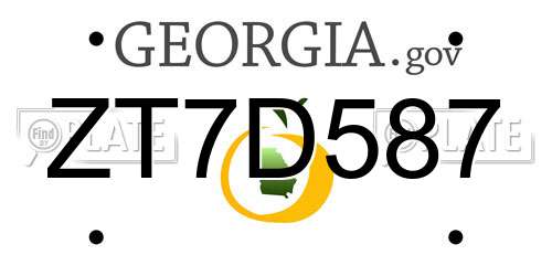 ZT7D587 Georgia License Plate