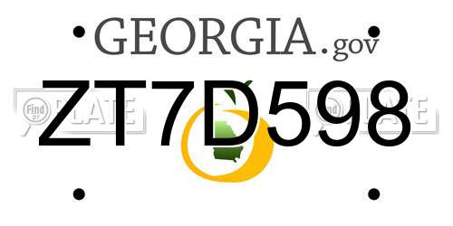 ZT7D598 Georgia License Plate