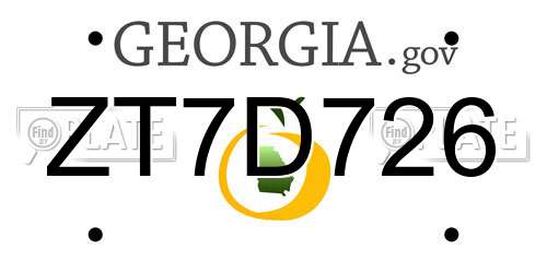ZT7D726 Georgia License Plate