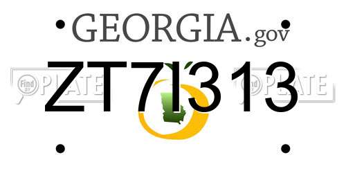 ZT7I313 Georgia License Plate