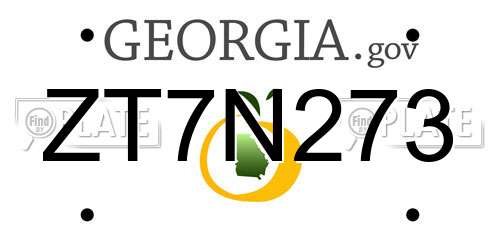 ZT7N273 Georgia License Plate