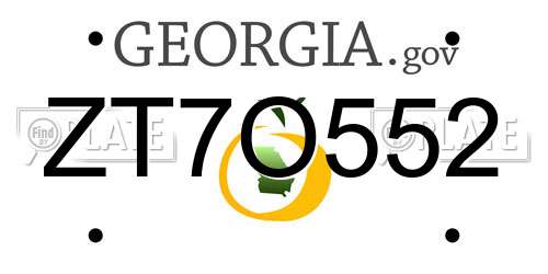 ZT7O552 Georgia License Plate