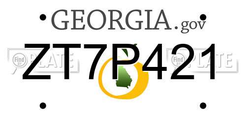 ZT7P421 Georgia License Plate