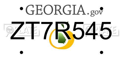 ZT7R545 Georgia License Plate