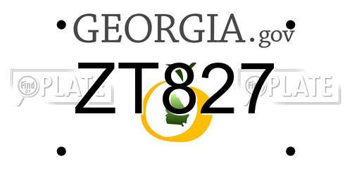 ZT827 Georgia License Plate