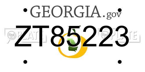 ZT85223 Georgia License Plate