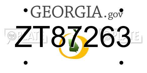 ZT87263 Georgia License Plate