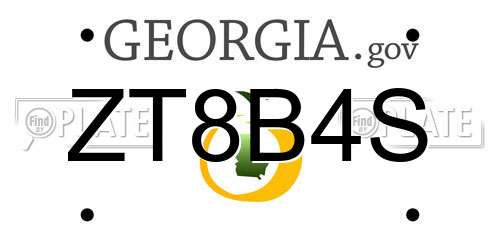 ZT8B4S Georgia License Plate