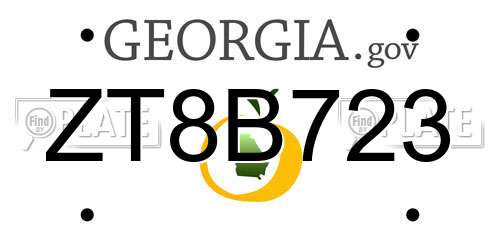 ZT8B723 Georgia License Plate