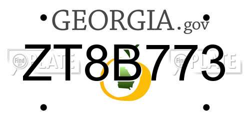 ZT8B773 Georgia License Plate