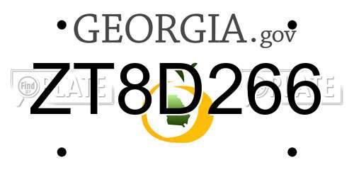 ZT8D266 Georgia License Plate