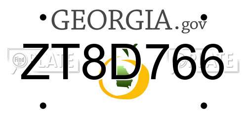 ZT8D766 Georgia License Plate
