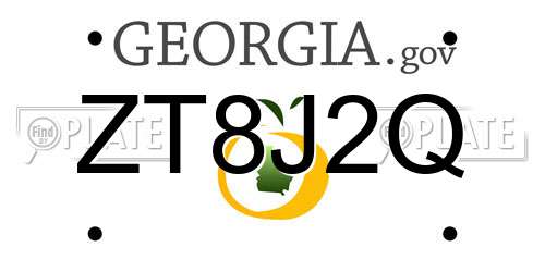 ZT8J2Q Georgia License Plate