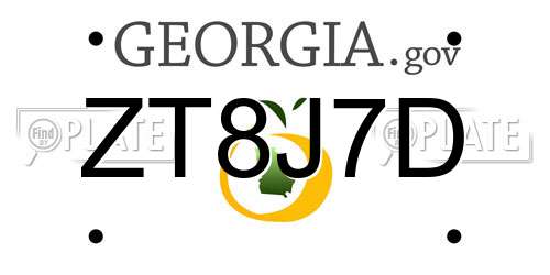 ZT8J7D Georgia License Plate