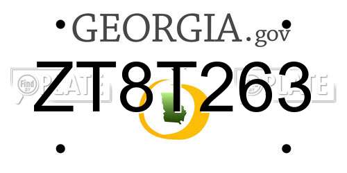 ZT8T263 Georgia License Plate
