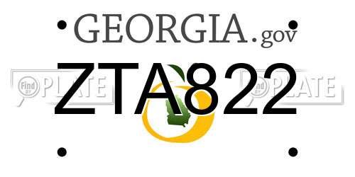 ZTA822 Georgia License Plate