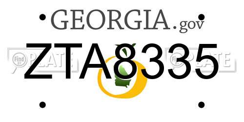 ZTA8335 Georgia License Plate