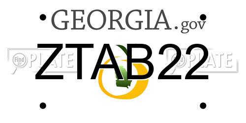 ZTAB22 Georgia License Plate