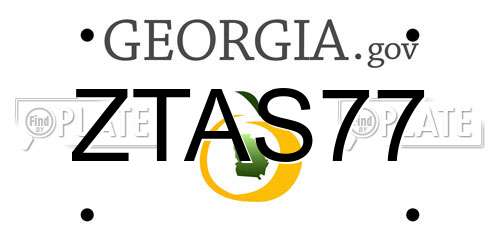 ZTAS77 Georgia License Plate