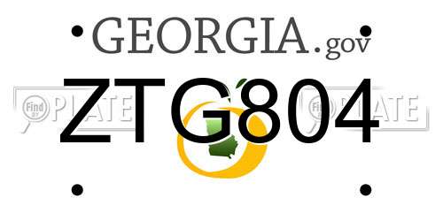 ZTG804 Georgia License Plate