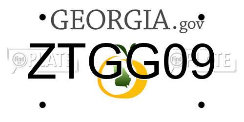 ZTGG09 Georgia License Plate