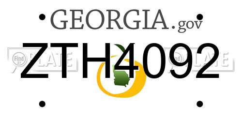 ZTH4092 Georgia License Plate