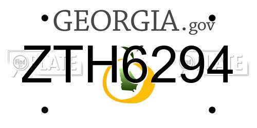 ZTH6294 Georgia License Plate
