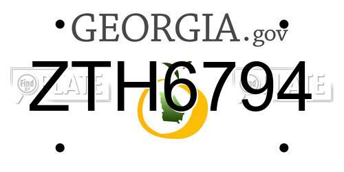 ZTH6794 Georgia License Plate