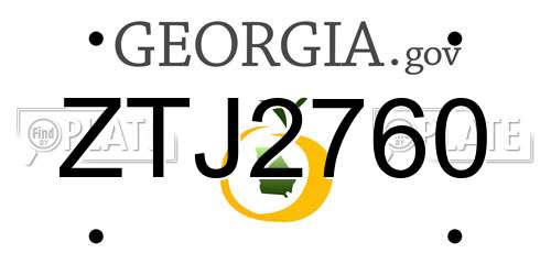 ZTJ2760 Georgia License Plate