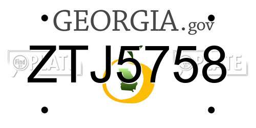 ZTJ5758 Georgia License Plate