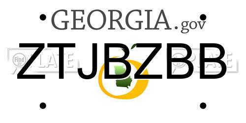 ZTJBZBB Georgia License Plate