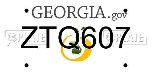ZTQ607 Georgia License Plate