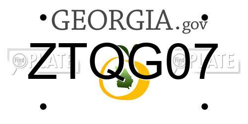 ZTQG07 Georgia License Plate