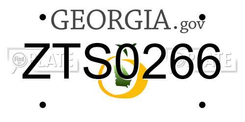 ZTS0266 Georgia License Plate