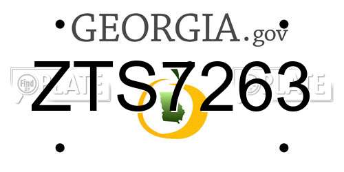 ZTS7263 Georgia License Plate
