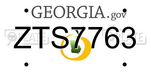 ZTS7763 Georgia License Plate