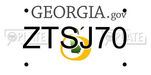 ZTSJ70 Georgia License Plate