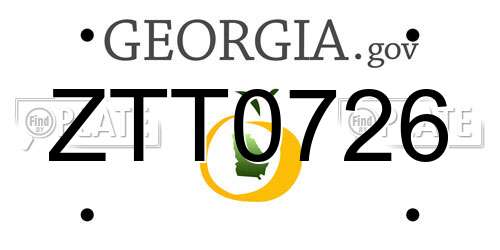 ZTT0726 Georgia License Plate