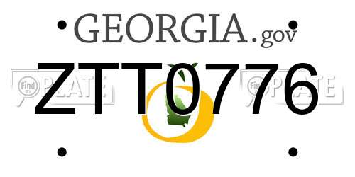 ZTT0776 Georgia License Plate
