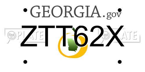 ZTT62X Georgia License Plate