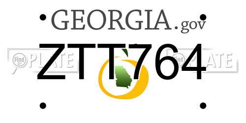 ZTT764 Georgia License Plate