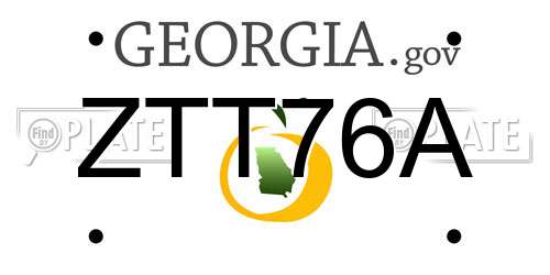 ZTT76A Georgia License Plate
